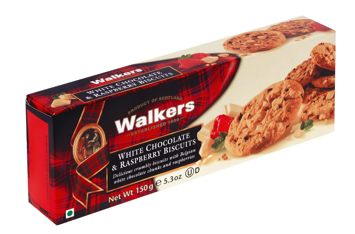 Walkers White Chocolate and Raspberry Biscuits 150g