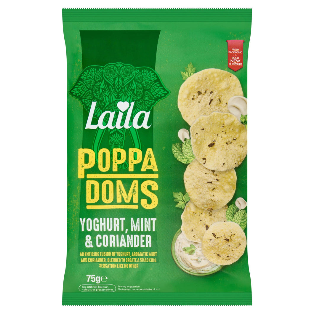 LAILA Yogurt, Mint & Coriander Mini Popadoms 80 g