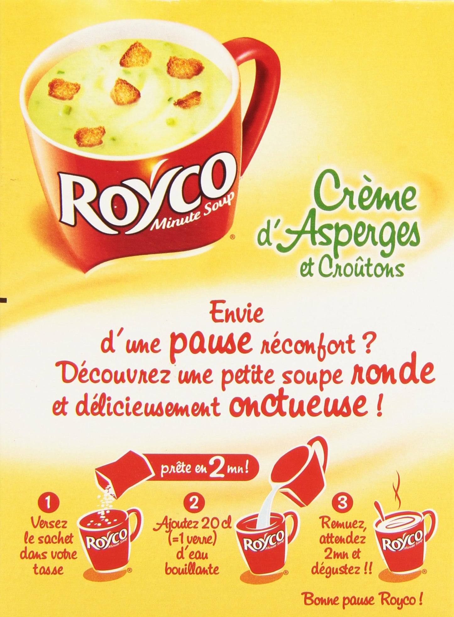 Royco Dehydrated Soup Cream of Asparagus and Croutons 4 x 20cl Sachets - 60g