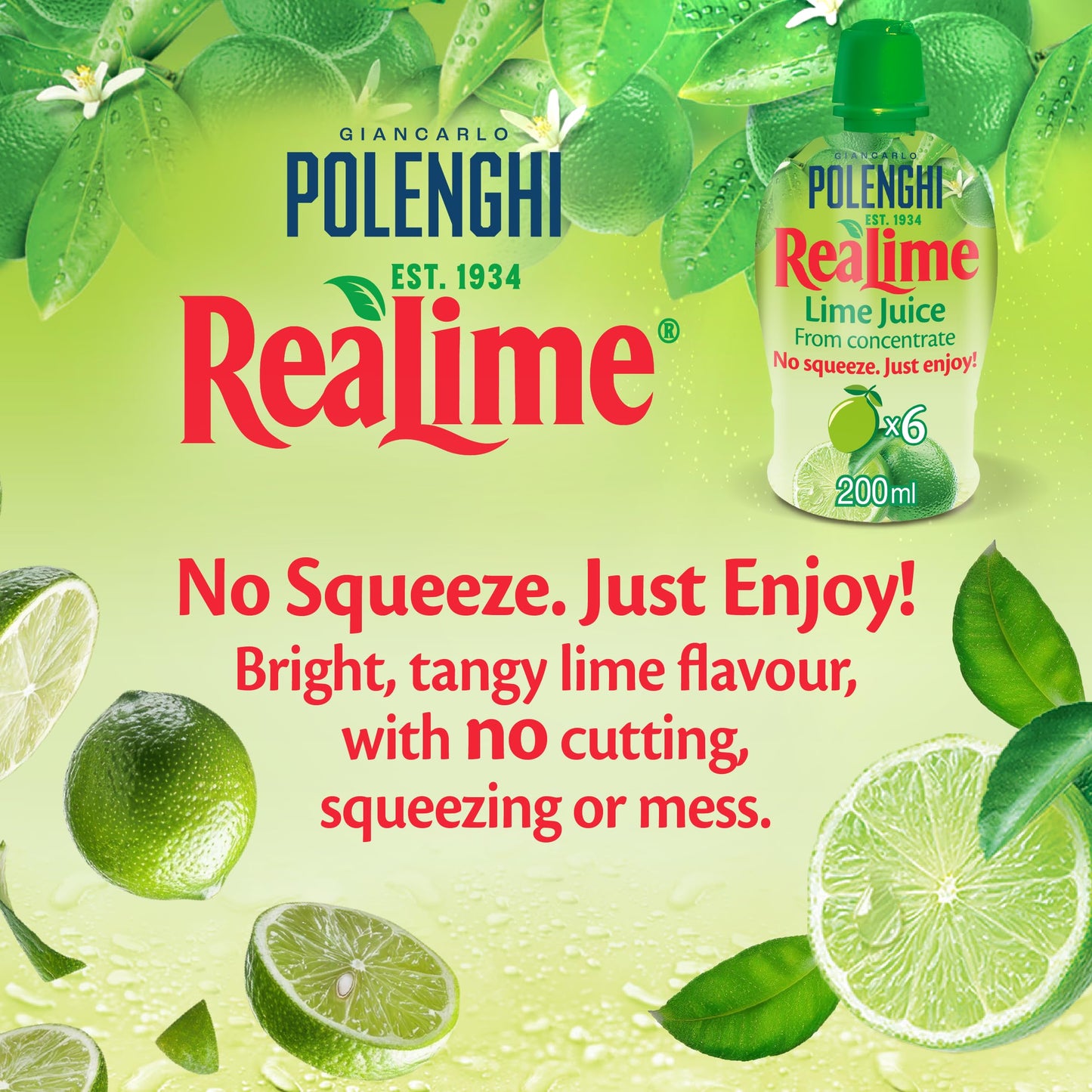 ReaLime Lime Juice 6 x 200ml - Tasty, Practical, Convenient - Blended from Selected Origins