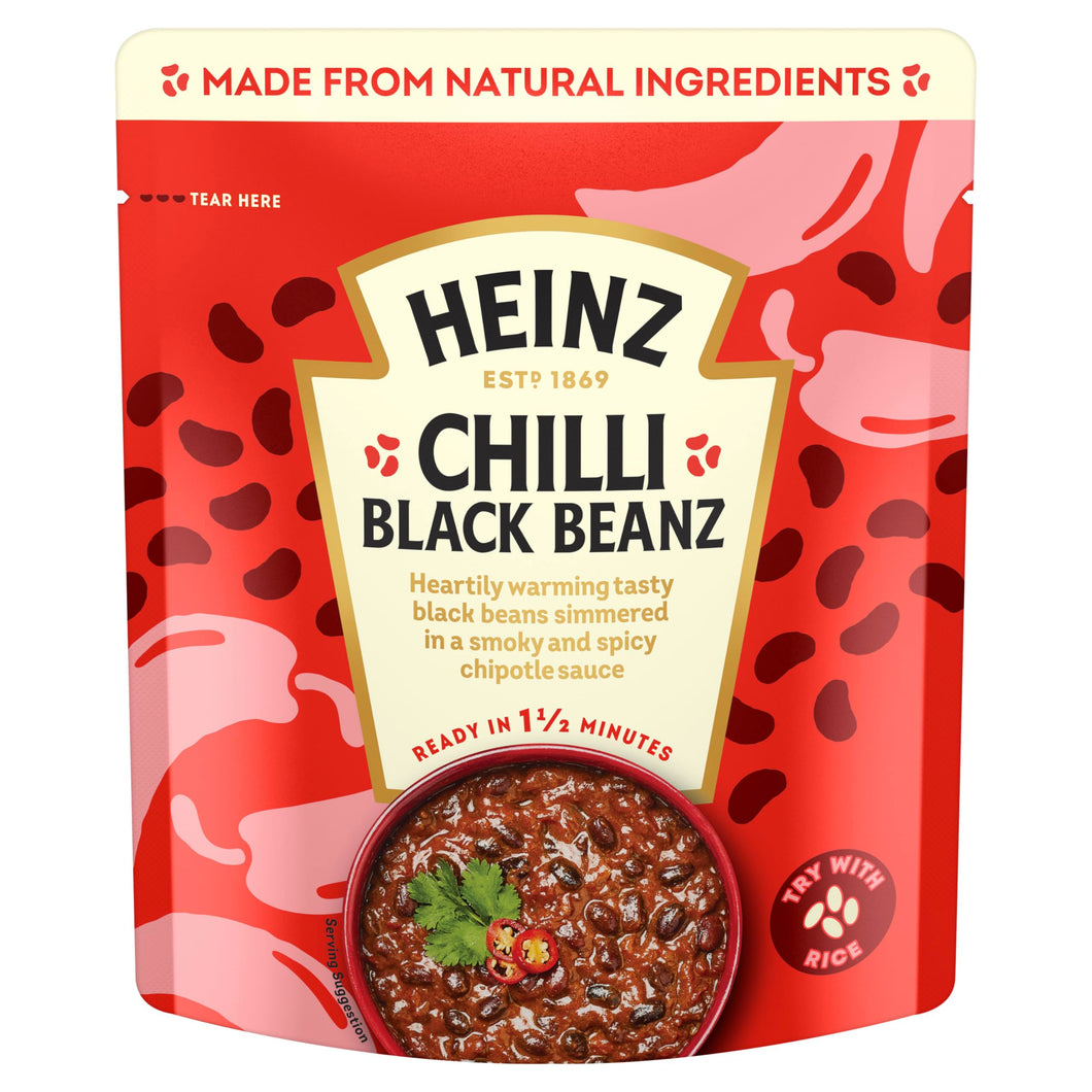 HEINZ Chilli Black Beans with Chipotle Chilli - Meal for One, Made From Natural Ingredients, Source of Protein, 250gr