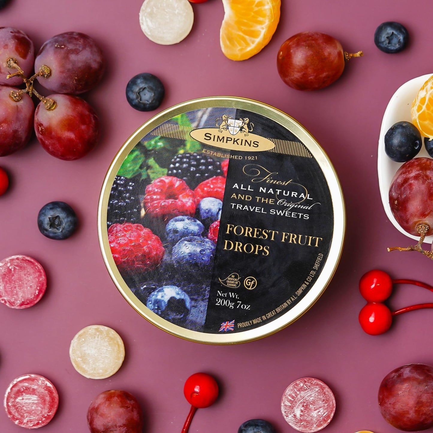Simpkins Forest Fruit Travel Sweets 200g Tin