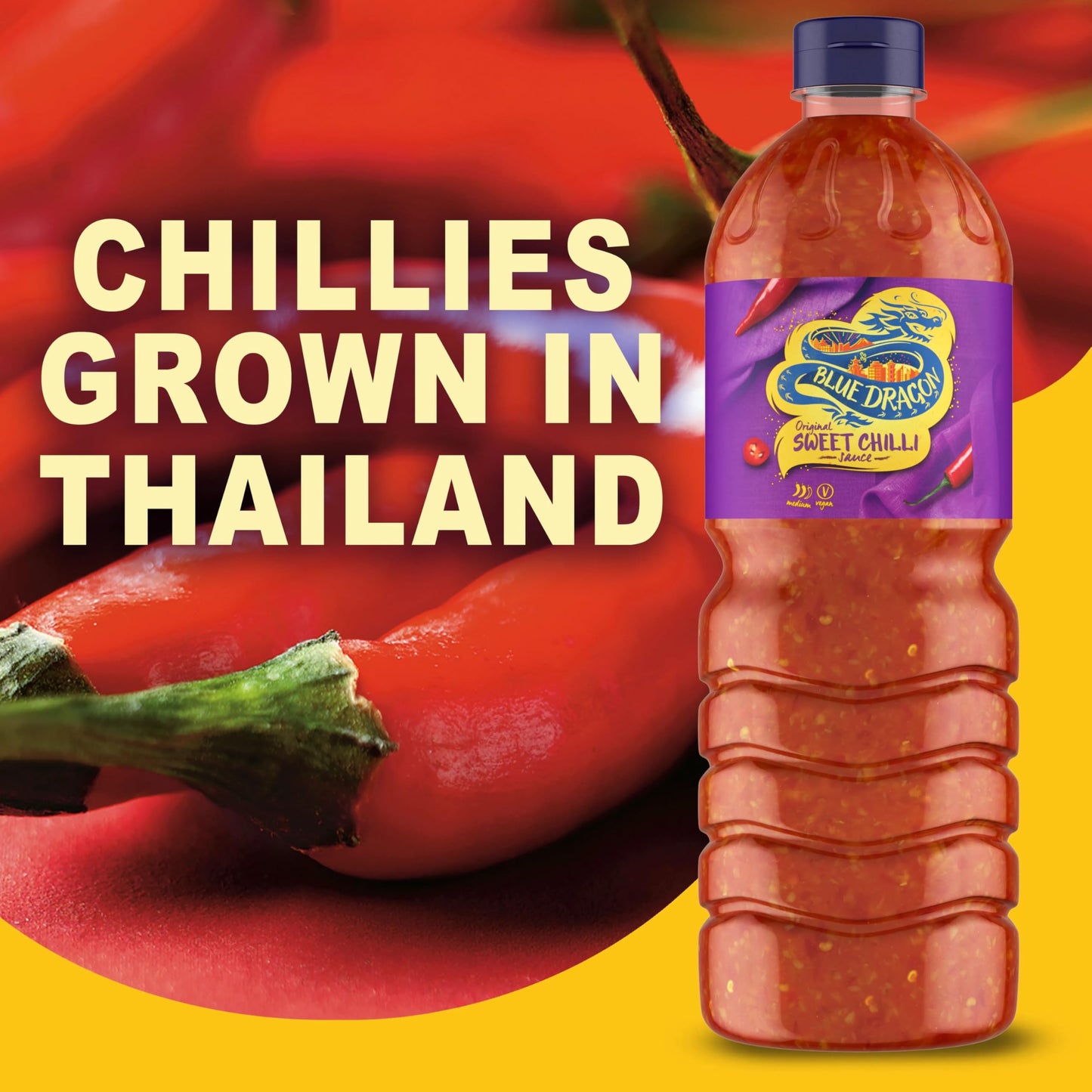 Blue Dragon Original Thai Sweet Chilli Dipping Sauce 1L | Medium Heat | Perfect With Goujons, Wraps, Burgers, Chicken, Halloumi & More