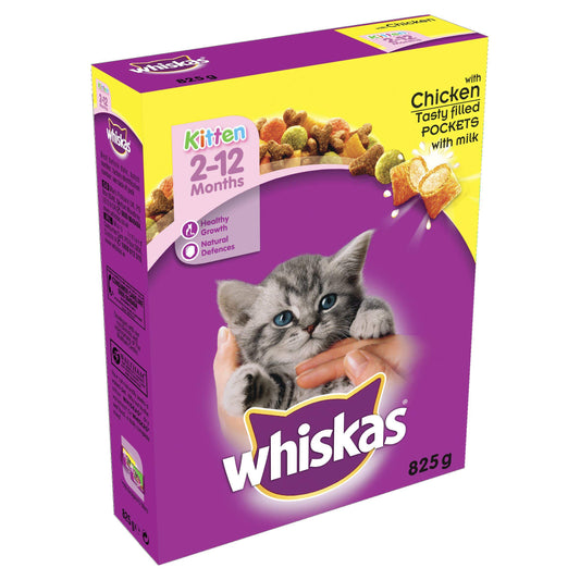 Whiskas Junior, Dry Food for Kittens (2-12 Months), with Chicken, 1 x 825 g