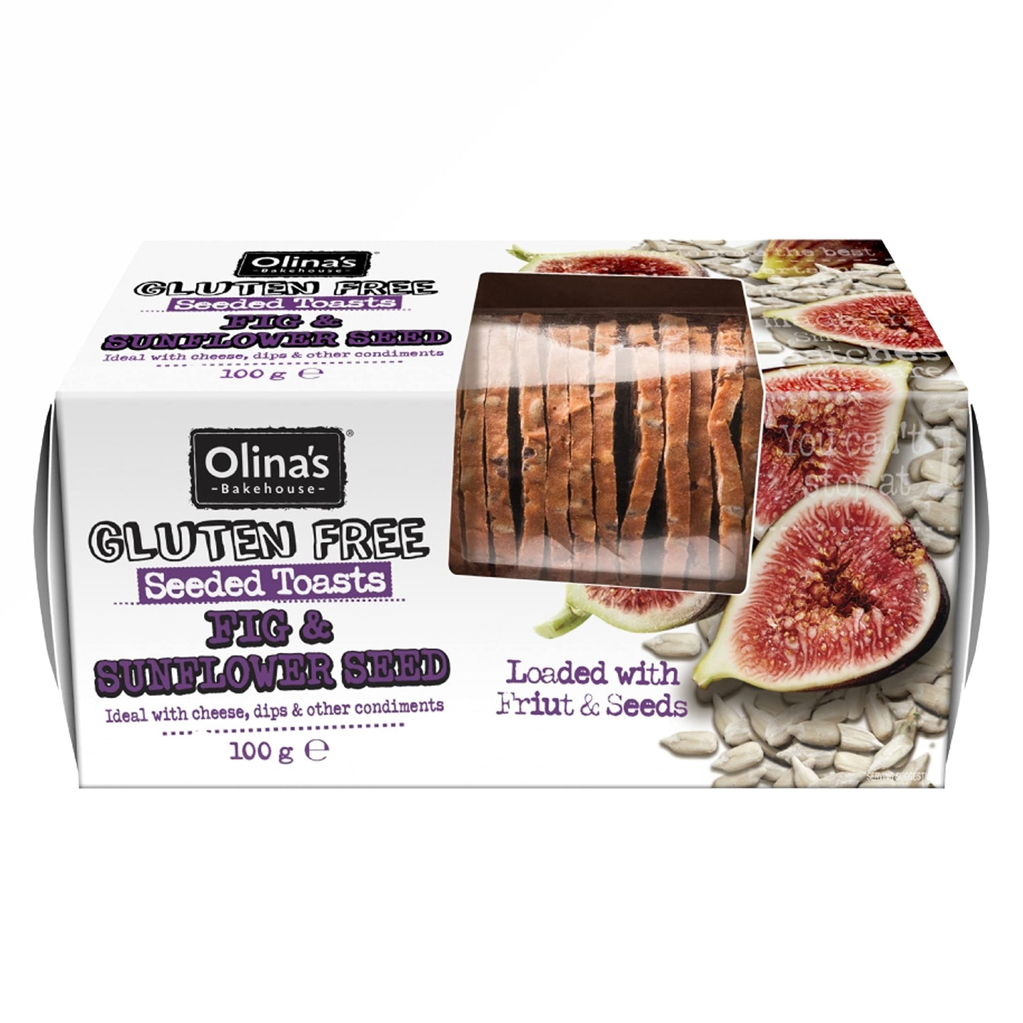 Olina's Bakehouse Gluten Free Seeded Toasts | Cranberry & Pumpkin Seed 100g and Fig & Sunflower Seed 100g | Bundle of 2 Flavors