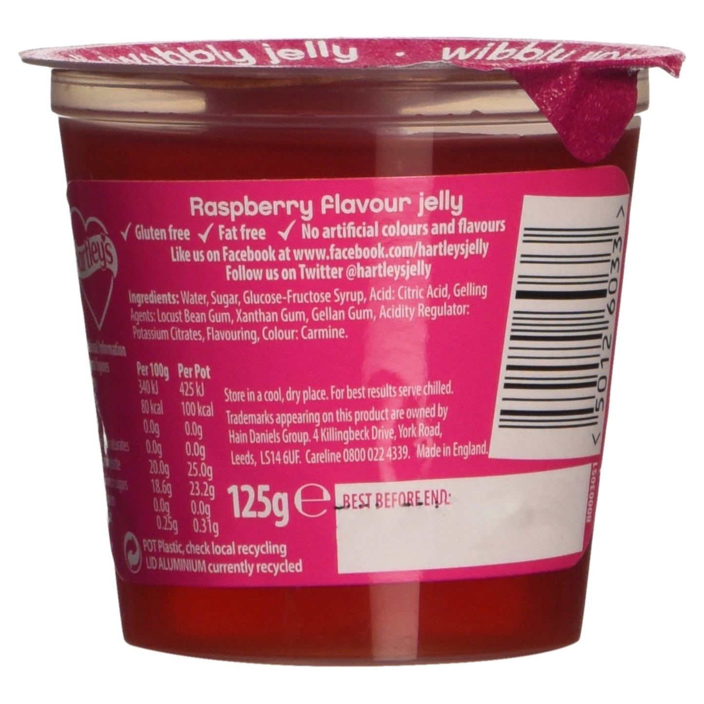Hartleys Ready To Eat Jelly Raspberry 125g