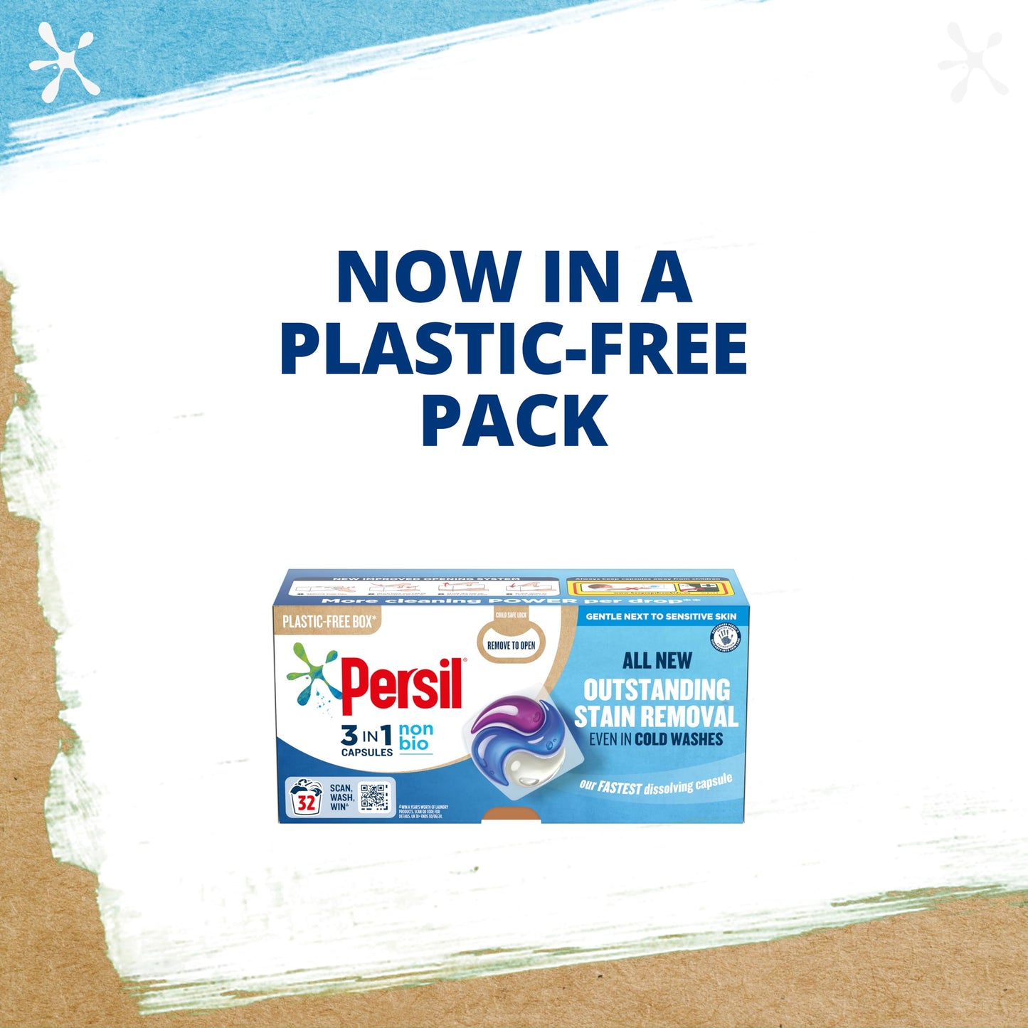 Persil 3 in 1 Non Bio Washing Capsules laundry capsules that are gentle next to sensitive skin with recyclable, plastic-free box* 3x 40 capsules (120 washes)