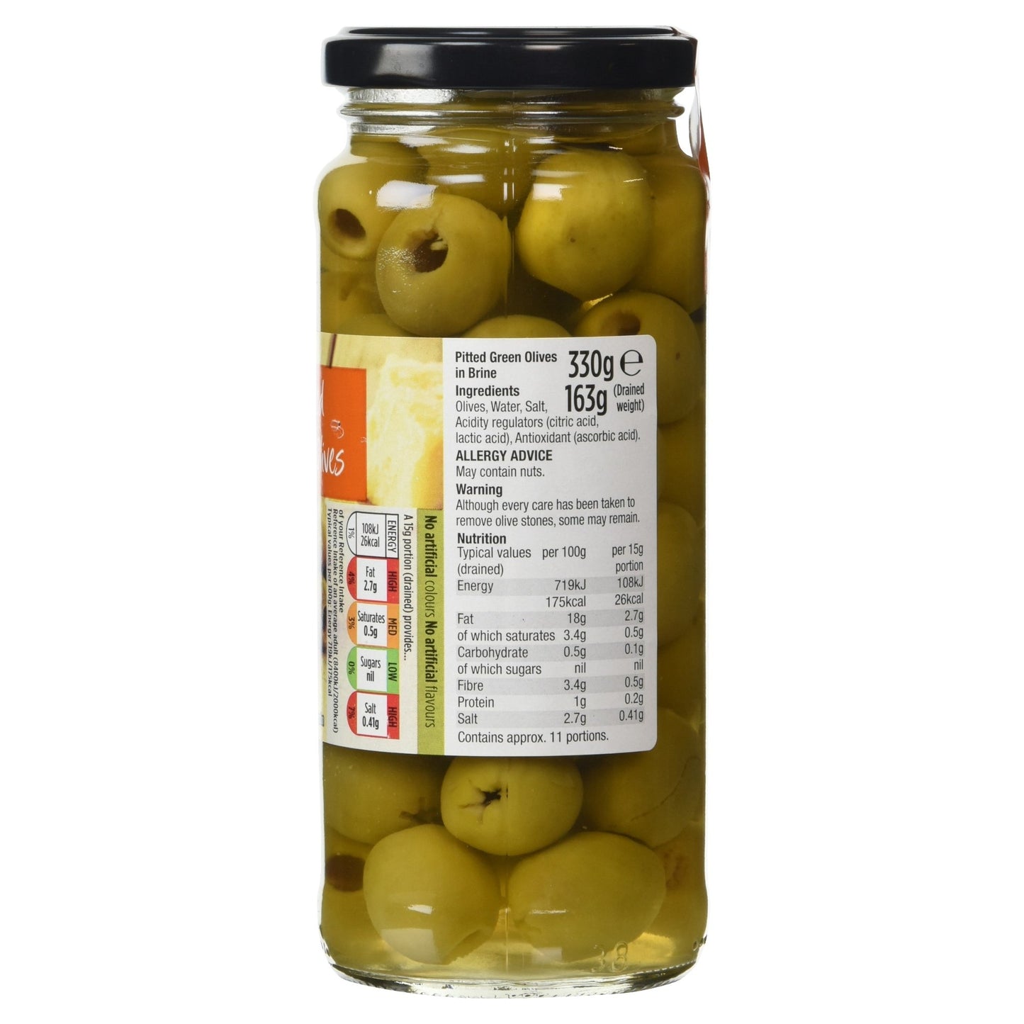 Morrisons Pittedgreen Olives in Brine, 330g