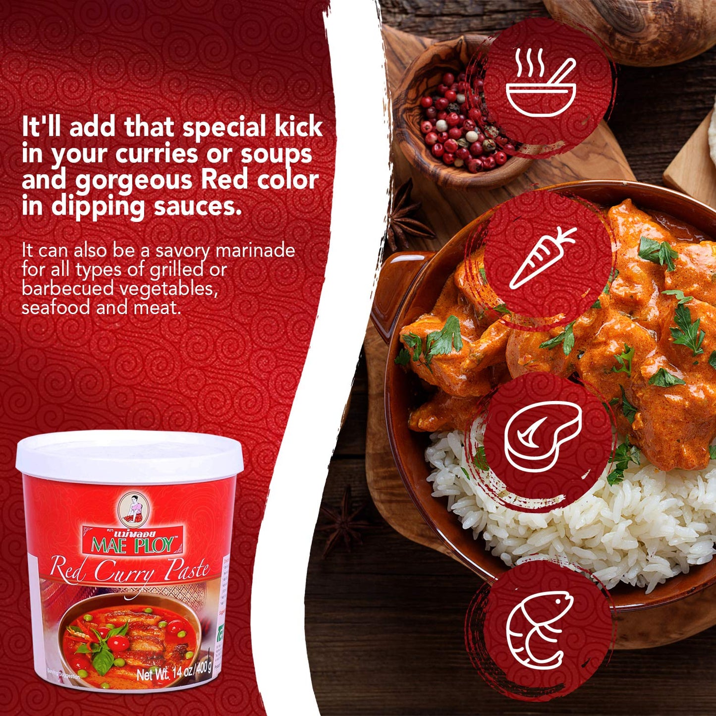 Mae Ploy Red Curry Paste, 400g