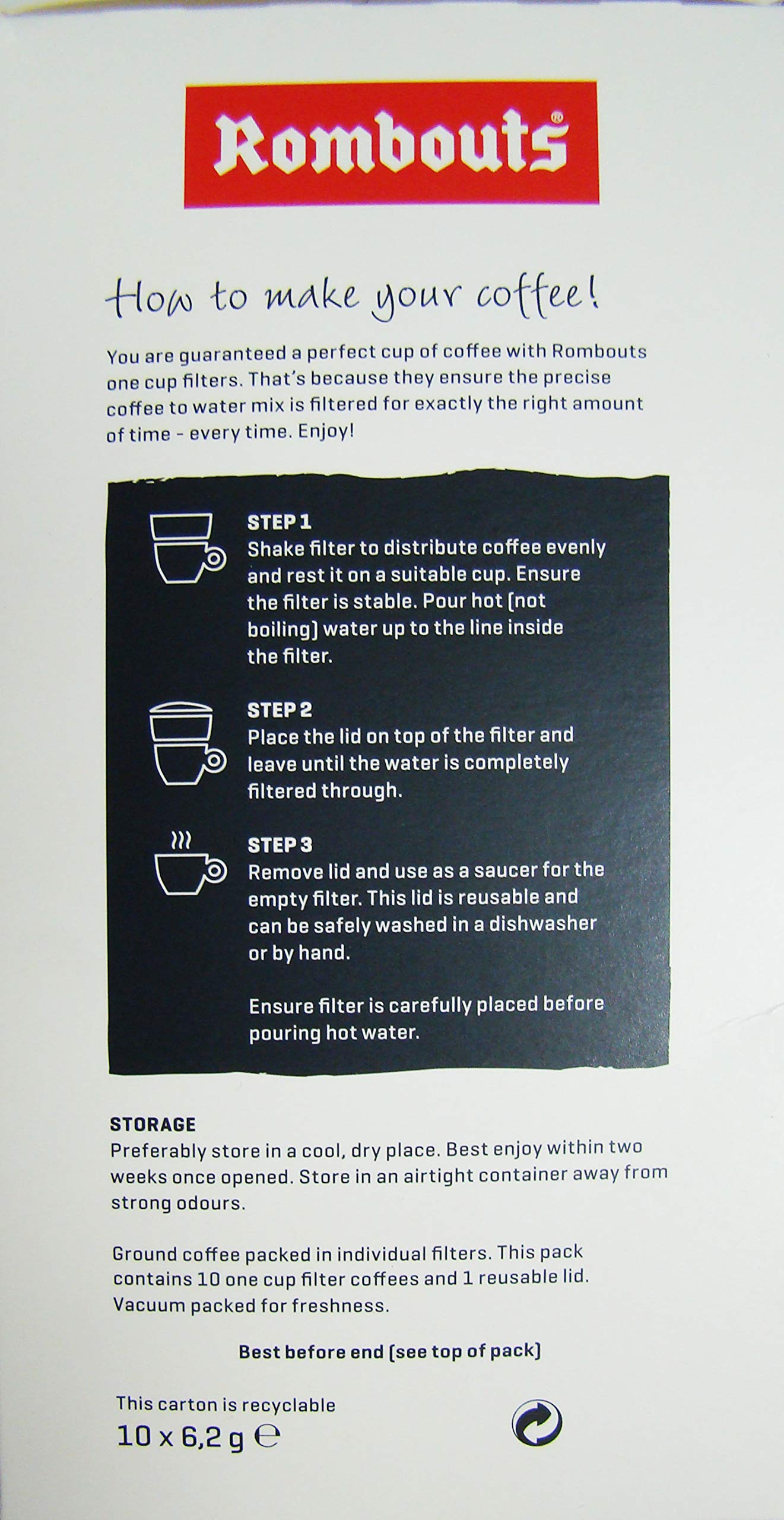 Rombouts Coffee Italian One Cup Filters 62 g