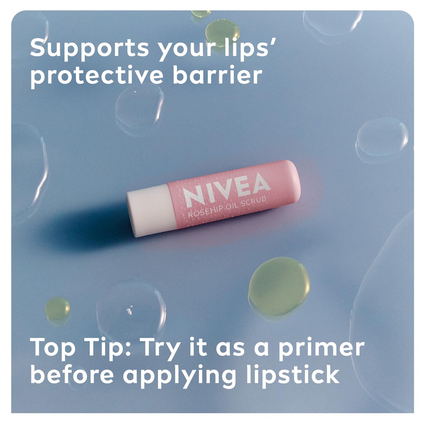 NIVEA 2in1 Caring Lip Scrub (4.8g), Lip Balm with Rosehip Oil and Vitamin E, Gently Exfoliates for Super Soft Lips, Intensive Lip Care, No Need to Wipe Off