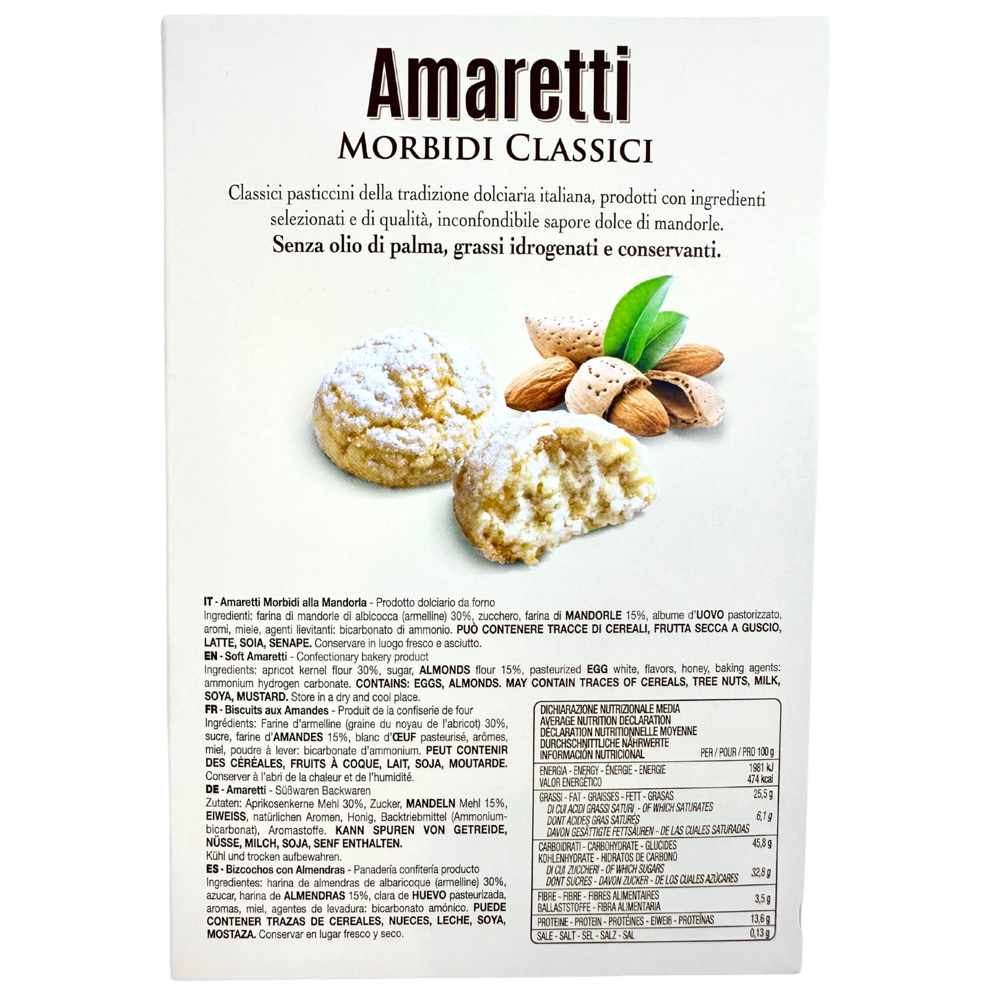 Falcone Classic Soft Amaretti Cookies from Italy 170g Amaretto Cookies - Almond Macaroons - Italian Wedding Cookies - Almond Biscotti - Soft Baked Cookies - Macarons Cookies for Eating -