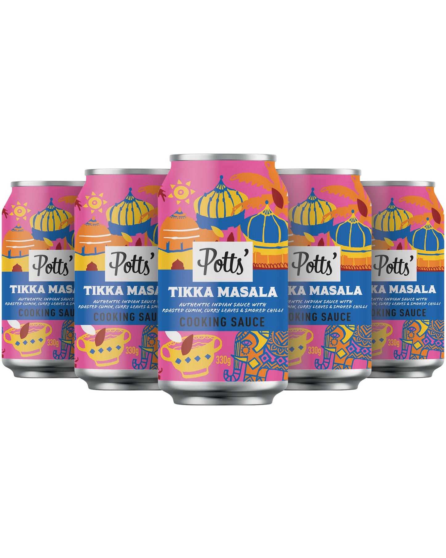 Potts’ Tikka Masala Sauce in Can, Curry Sauce Cans for Vegan & Traditional Meals Made with Roasted Cumin, Curry Leaves, & Smoked Chilli - Easy Open Can, Ready to Use Stock
