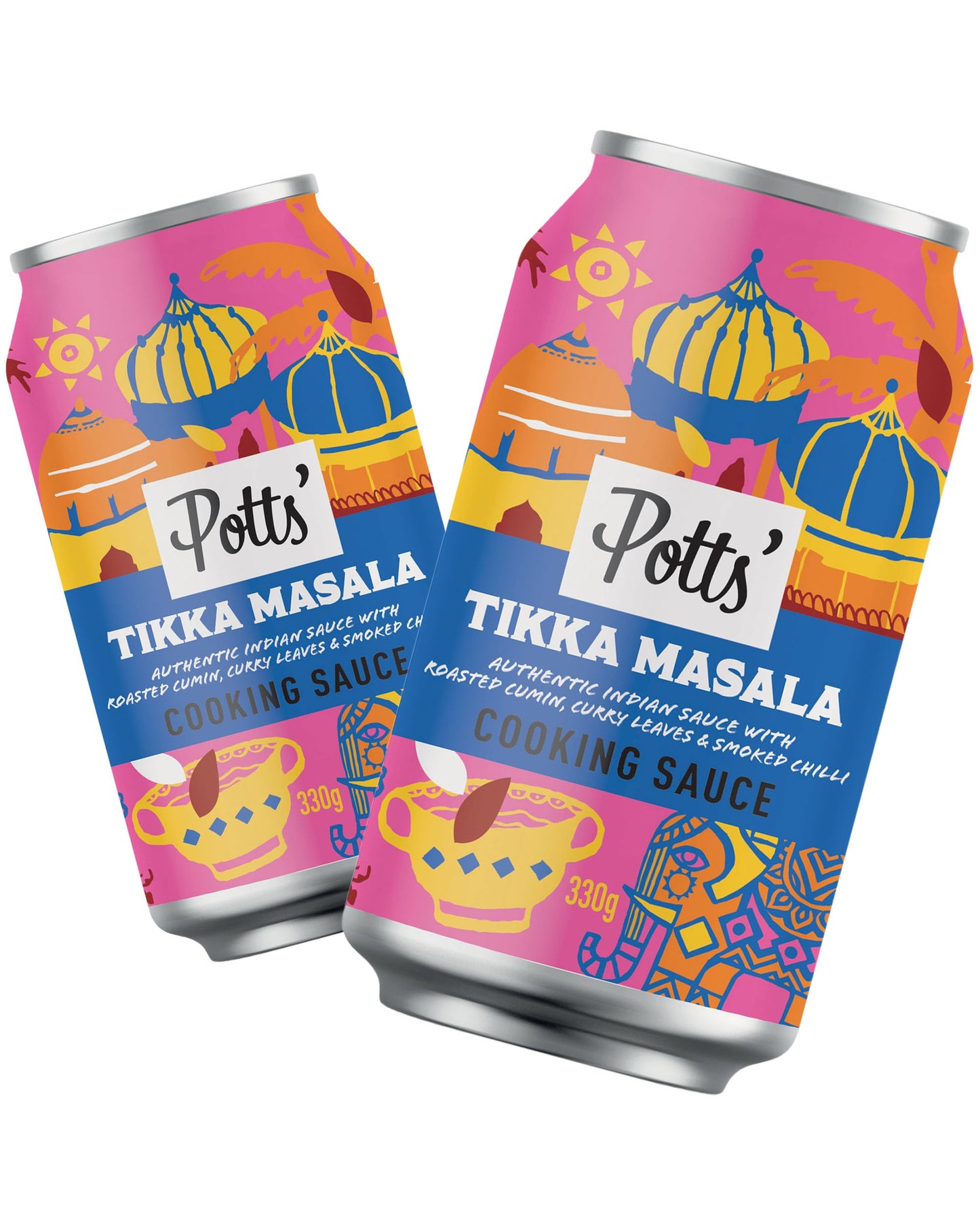 Potts’ Tikka Masala Sauce in Can, Curry Sauce Cans for Vegan & Traditional Meals Made with Roasted Cumin, Curry Leaves, & Smoked Chilli - Easy Open Can, Ready to Use Stock