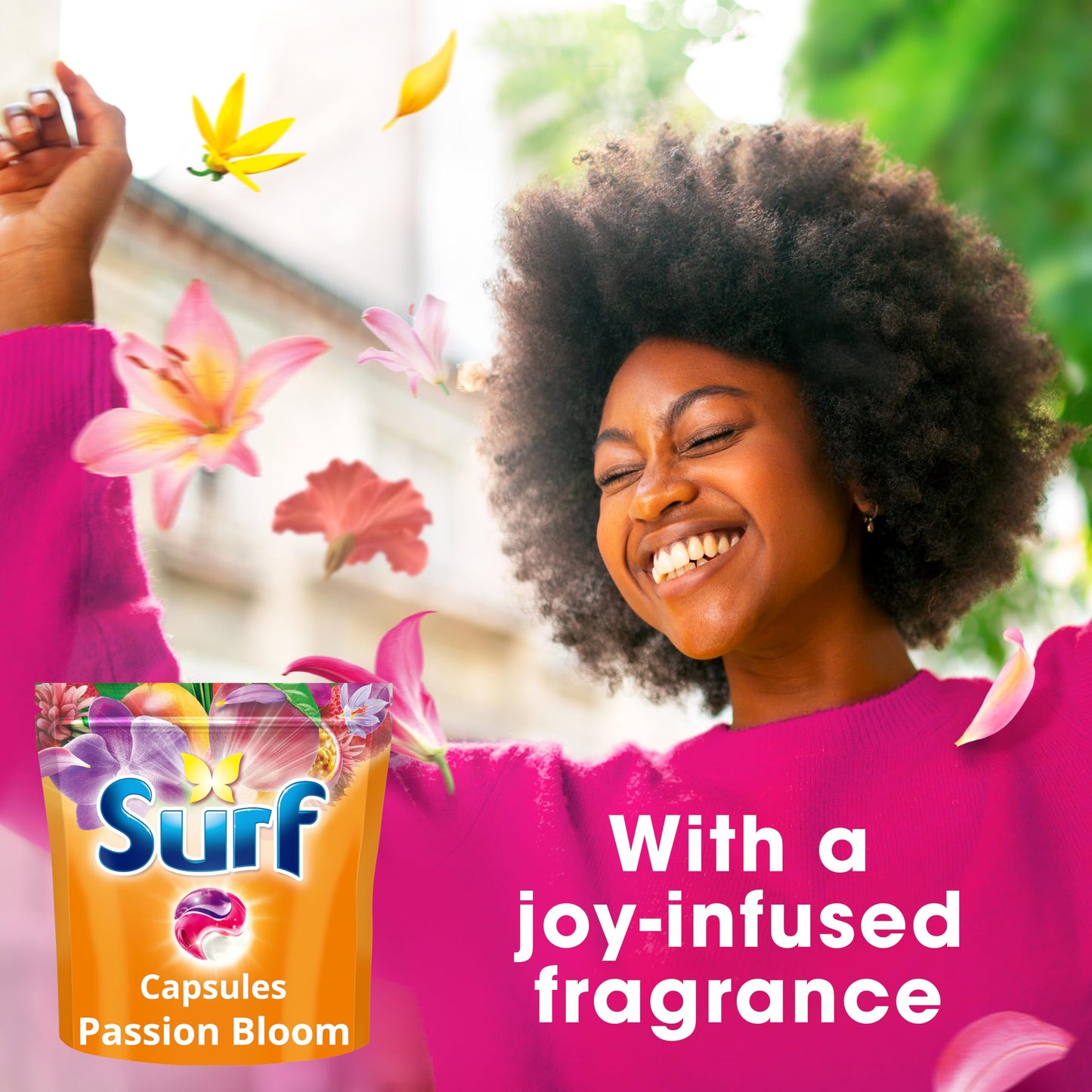 Surf 3 in 1 Passion Bloom Laundry Washing Detergent Capsules joy-infused fragrance with natural essential oil lasting up to 12 hours in wear for brilliantly clean results 39 washes