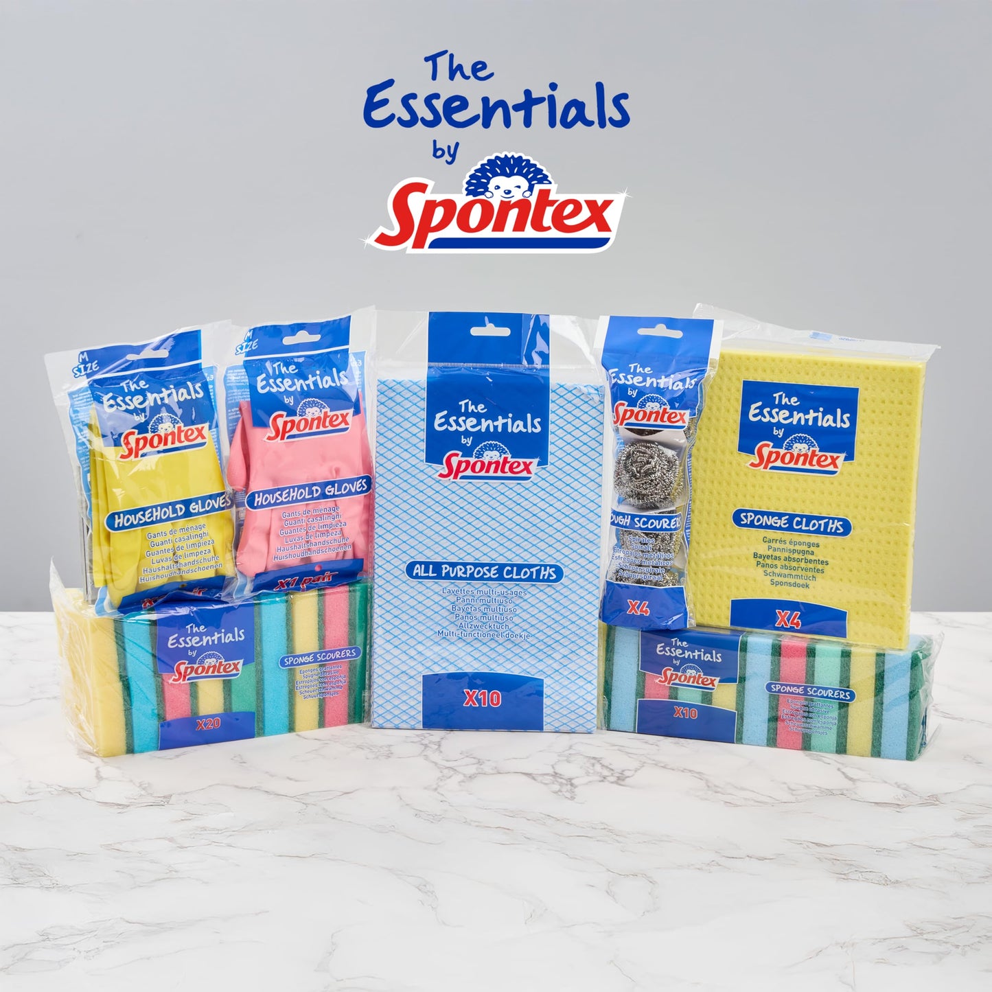 Spontex The Essentials Tough Metal Scourers | Stainless Steel Scouring Sponges | Heavy Duty for Easy Washing Up, Grease Removal and Dish Scrubbing | 12 x 4 Pack (48 Total)