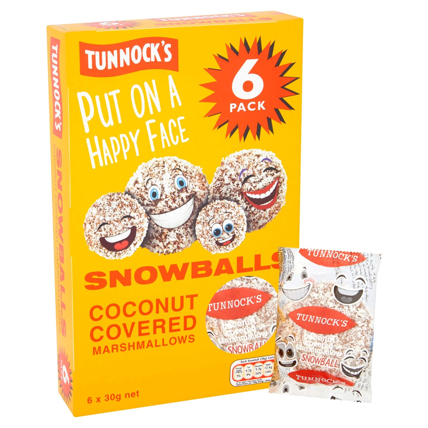 Tunnock's Snowballs Coconut Covered Marshmallows 6 x 30g (180g)