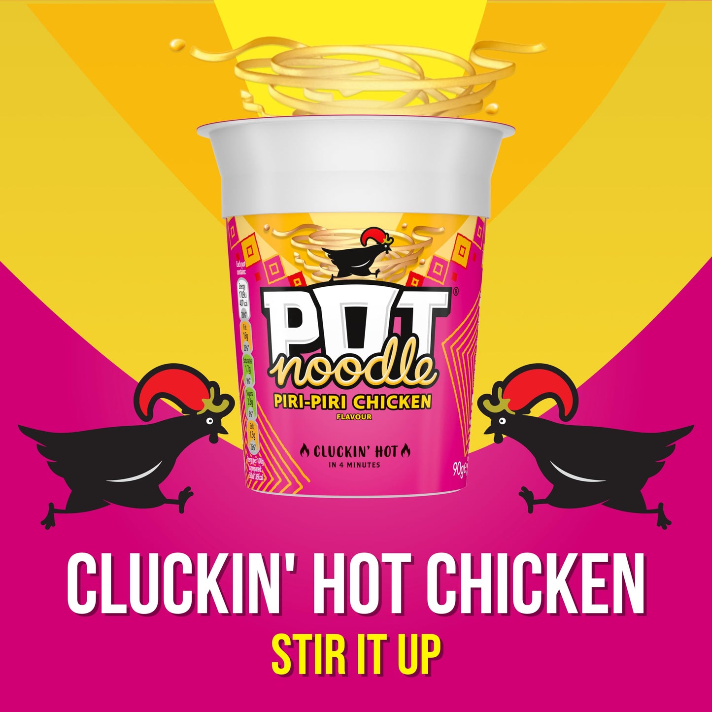 Pot Noodle Piri-Piri Chicken Instant Snack vegetarian quick to make noodles Instant Noodle 12x 90 g