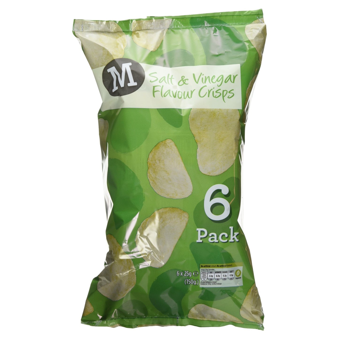 Morrisons Salt and Vinegar Flavour Crisps, 6 x 25g Packets