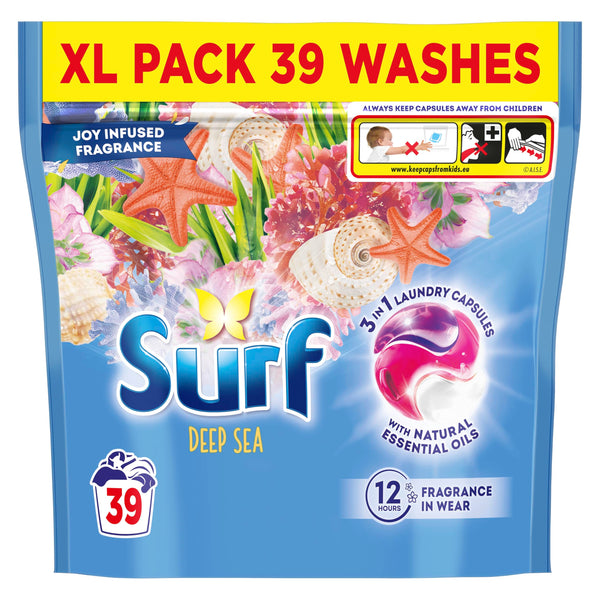 Surf 3-in-1 Laundry Detergent Capsules - Deep Sea, 39 Pods