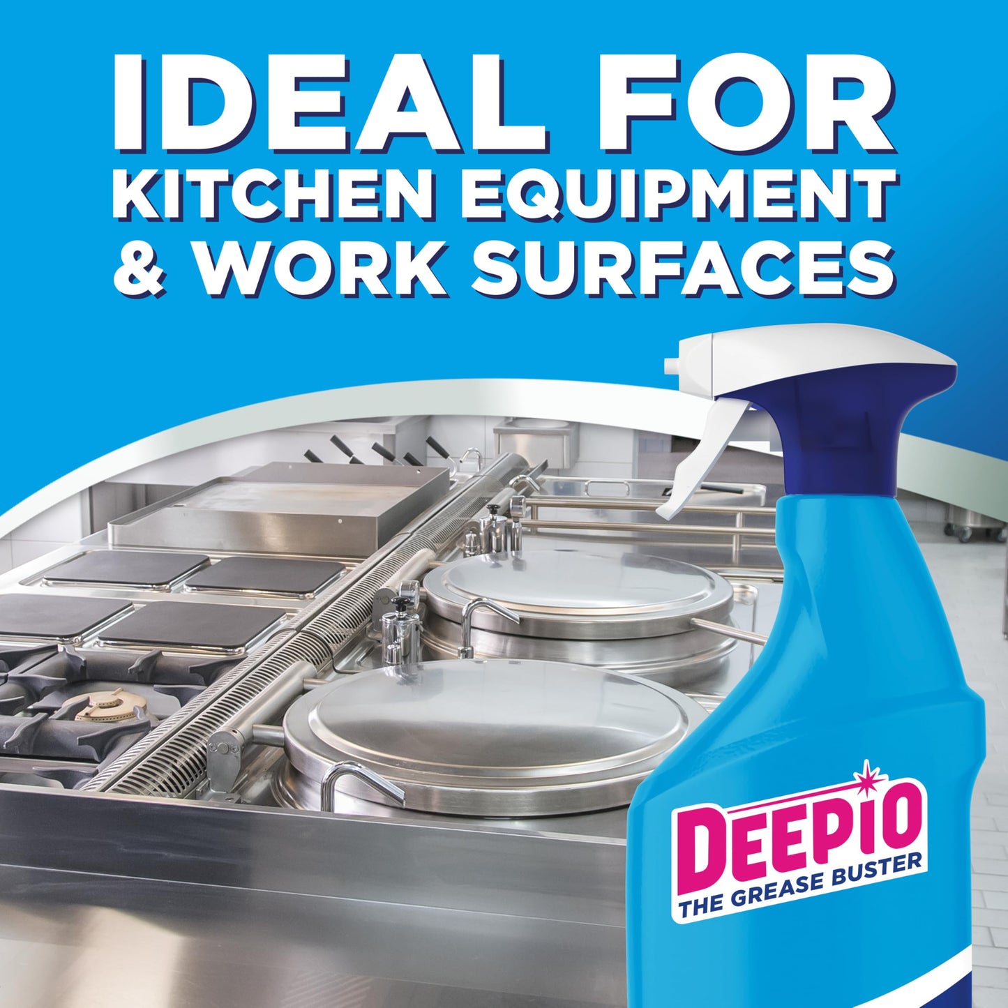 DEEPIO Professional Degreaser Spray 6x800ml, Effortless Grease Cutting, 40 Percent Faster, Food Contact Safe