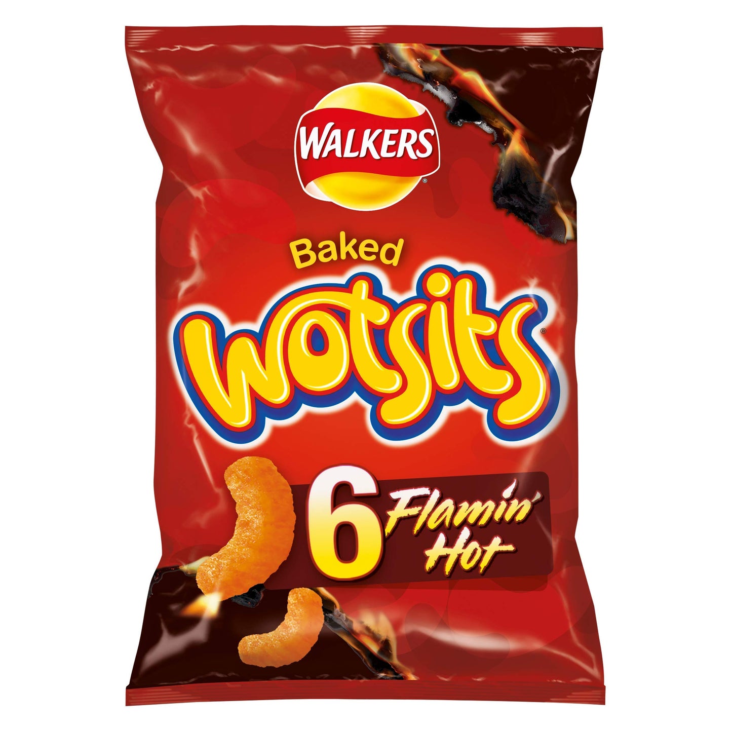Walkers Wotsits Flamin Hot' Multipack Snacks, 6 x 16 g