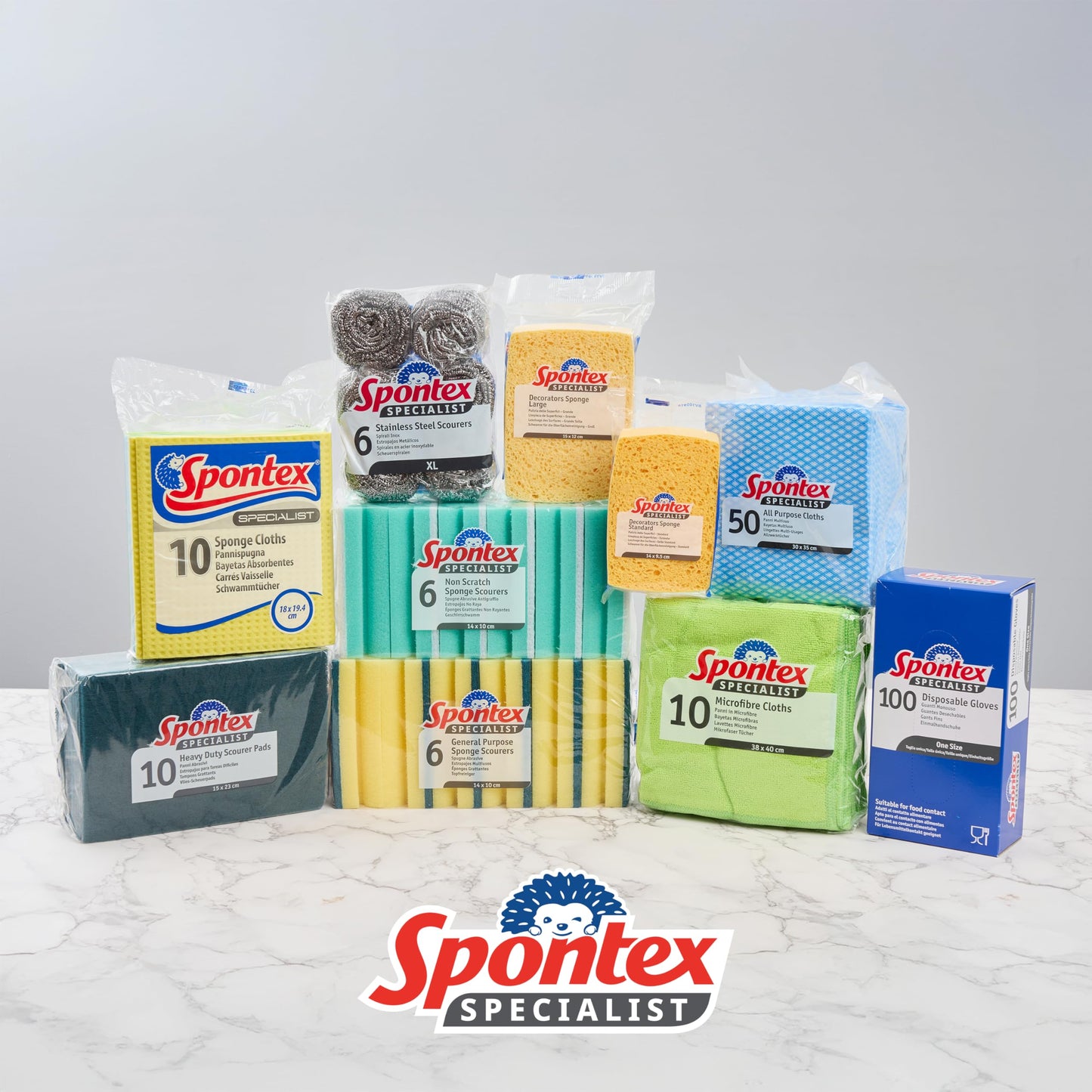 Spontex Specialist Microfibre Cloths | Hard Wearing Cleaning Cloths for Professional Dusting & Grease Removal | 10 Pack