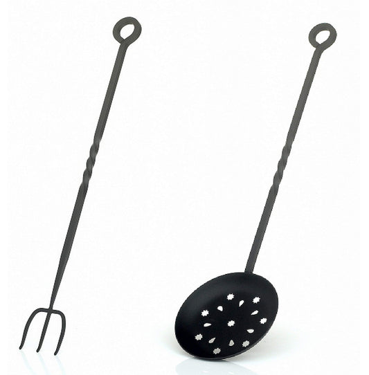 Victor Enamelled Chestnut Roaster and Toasting Fork Set, Steel, Black, 57x15.5x5 cm