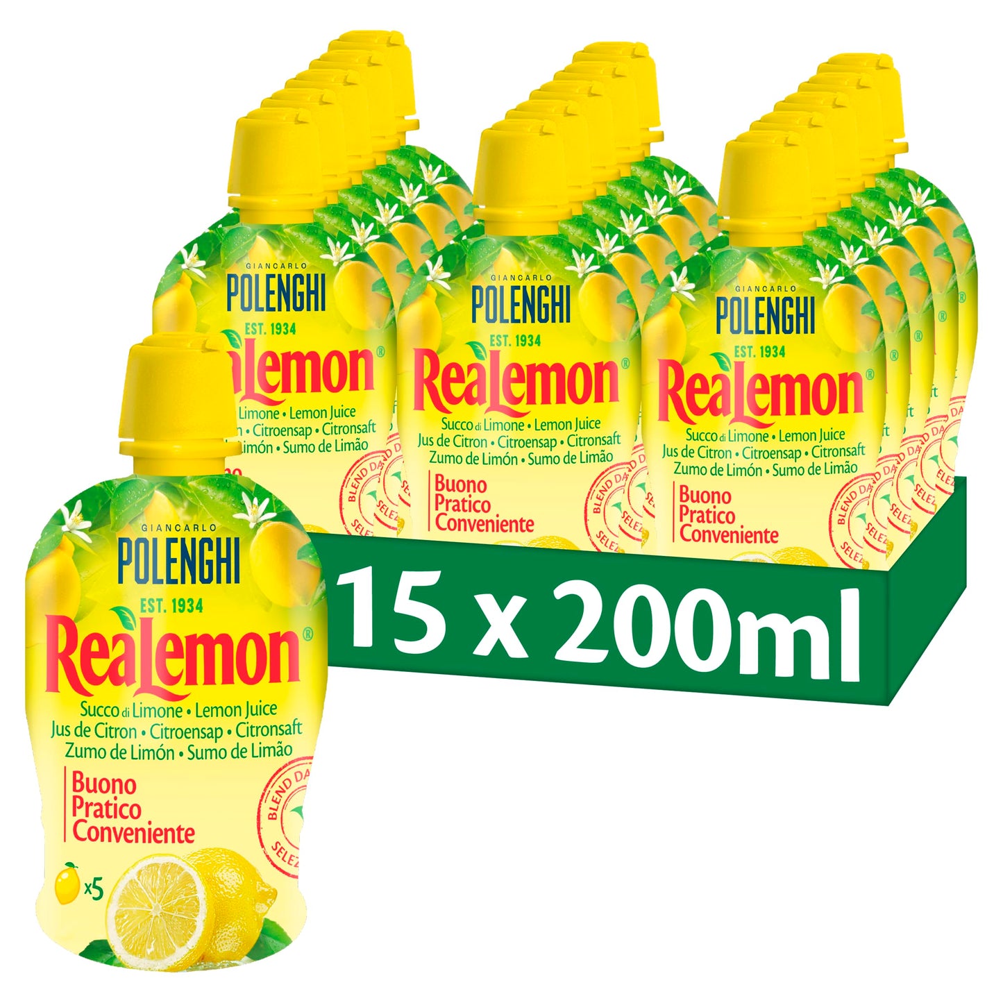 ReaLemon Lemon Juice 15 x 200ml - Tasty, Practical, Convenient - Blended from Selected Origins