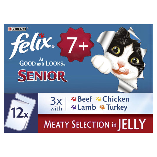 Purina Felix Senior Cat Meat Selection in Jelly, 1200 g