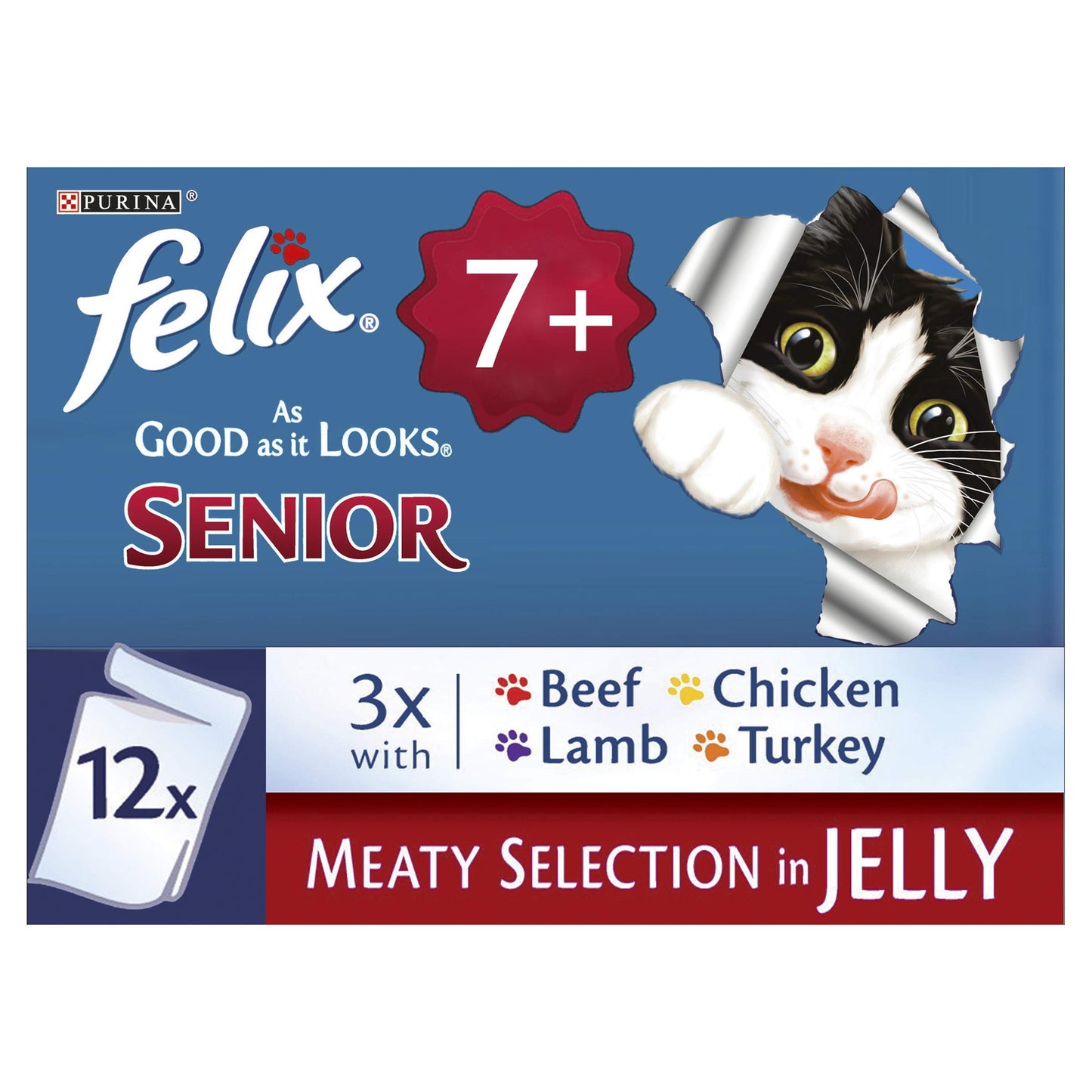 Purina Felix Senior Cat Meat Selection in Jelly, 1200 g