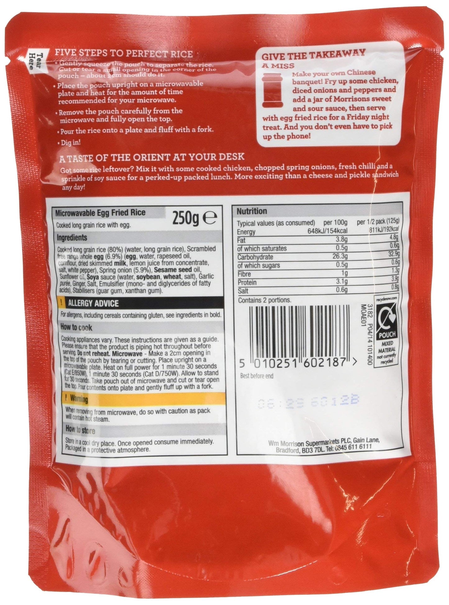 Morrisons Microwave Egg Fried Rice 250G