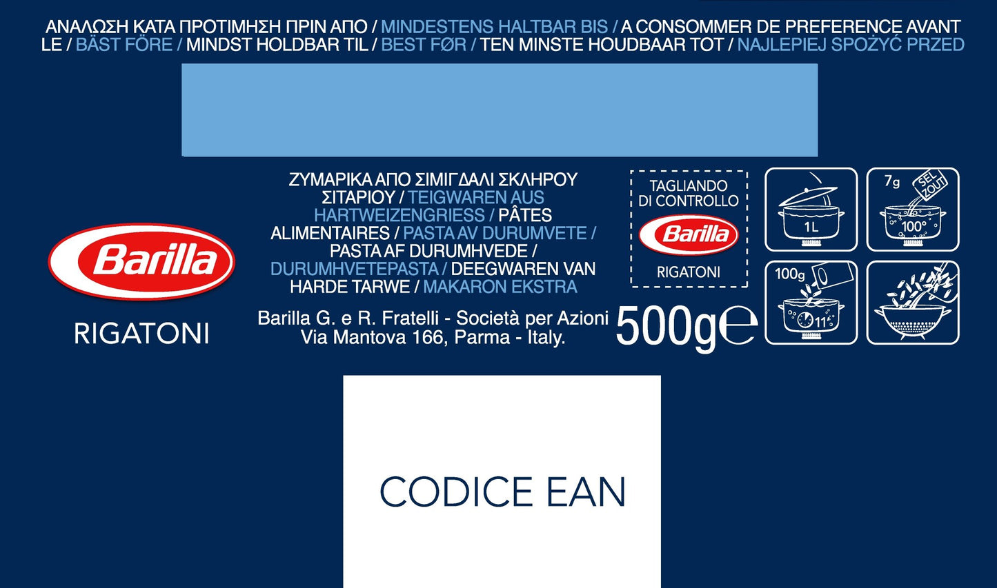 Barilla Pasta Rigatoni n. 89, 500 g