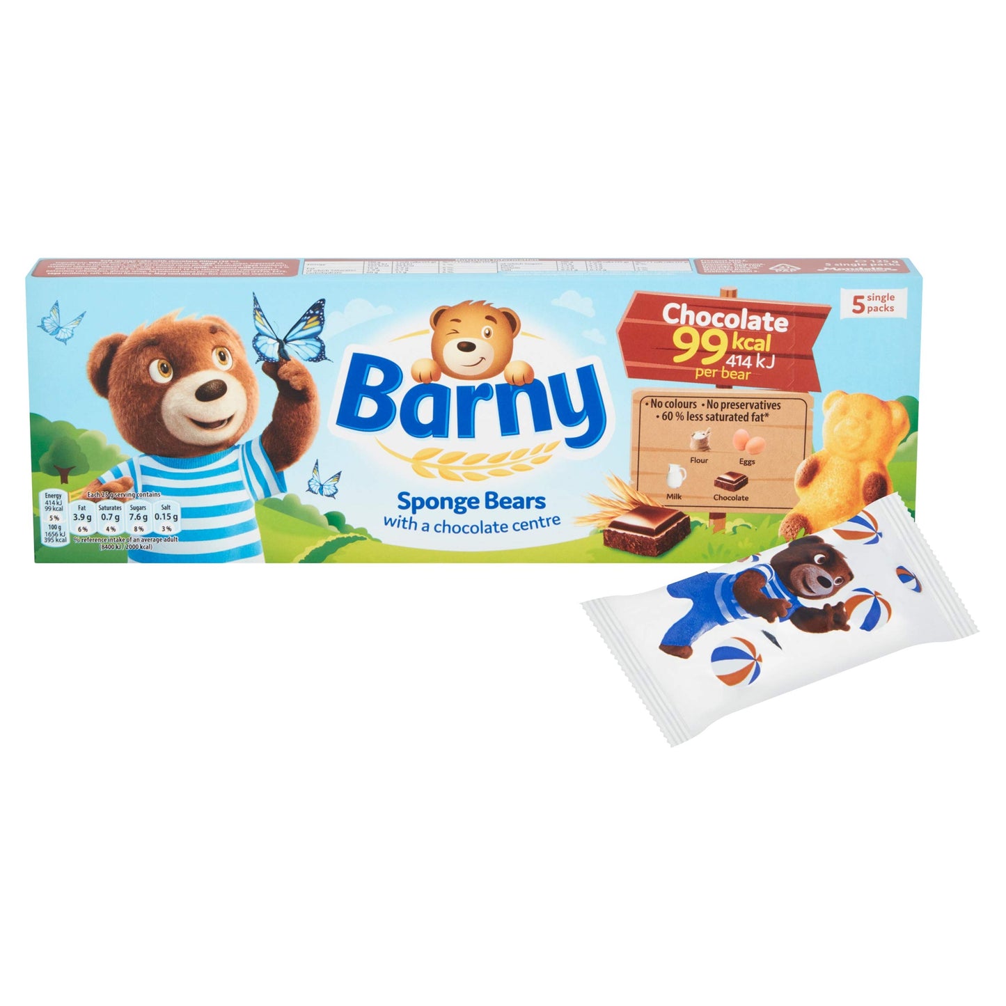 Barny Chocolate Sponge Bears, 5 x 25g