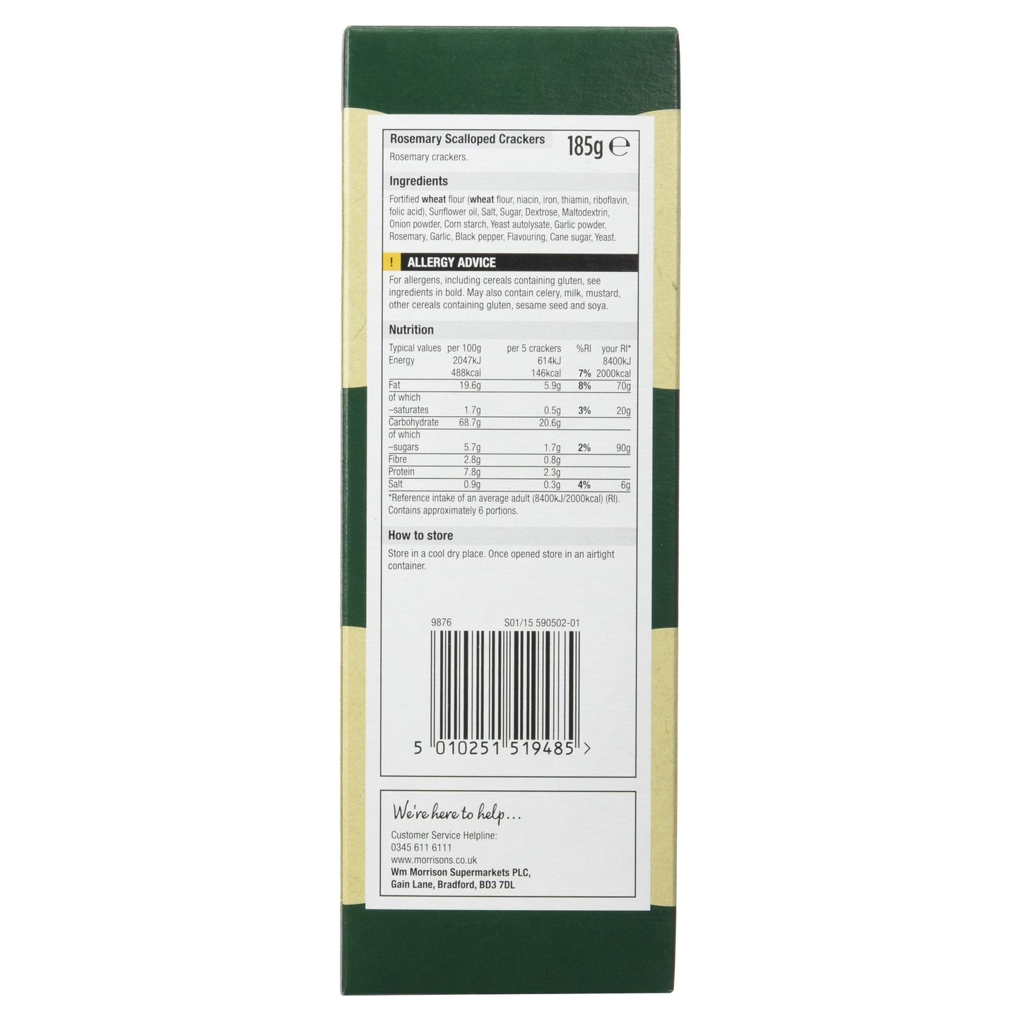 Morrisons Rosemary Scalloped Crackers, 185g