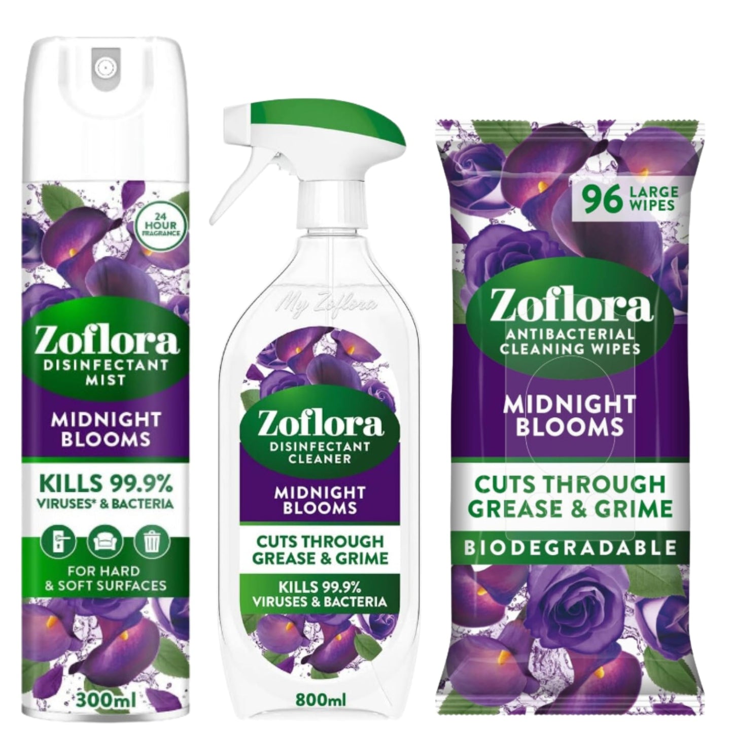 Zoflora 96 Antibacterial Multi-Surface Cleaning Midnight Blooms Large Wipes