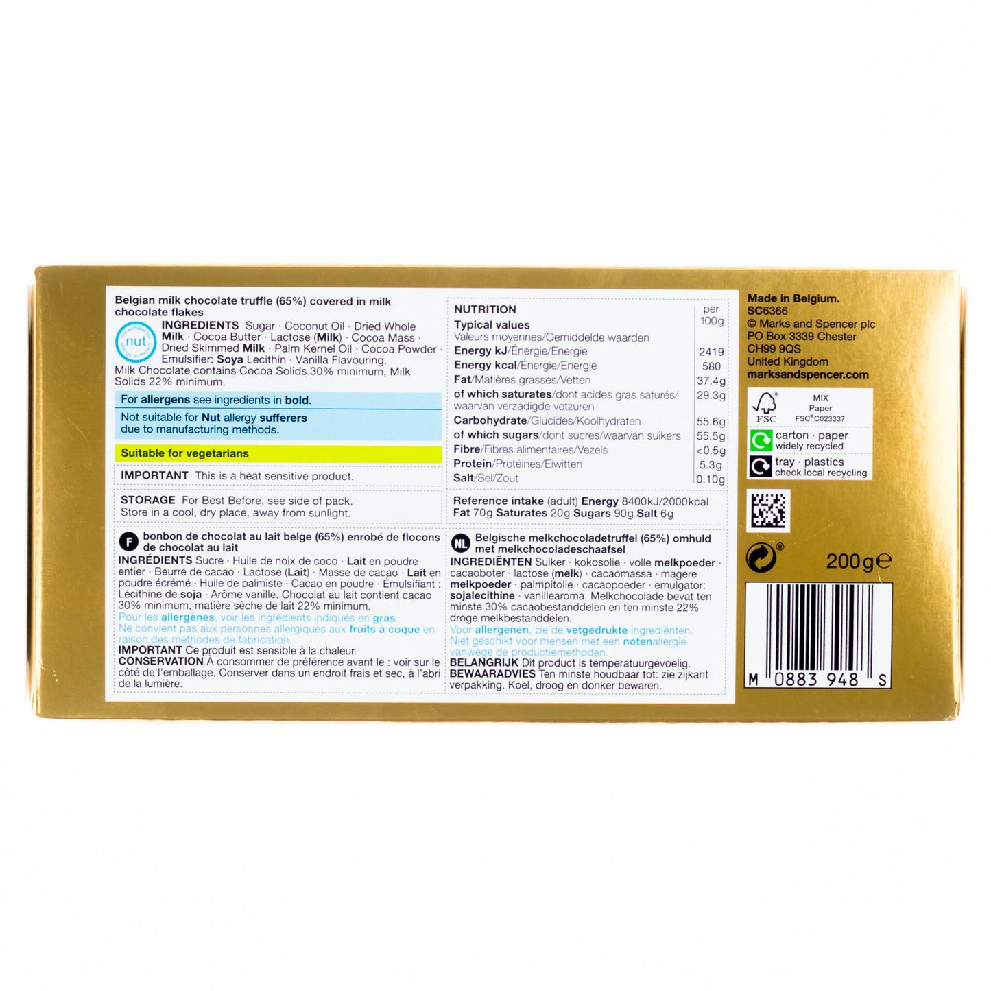 Marks & Spencer / M&S Belgian Flaked Truffles - An Indulgent Truffle Centre Covered with Belgian Milk Chocolate and Sprinkled with Chocolate Flakes Made in Belgium