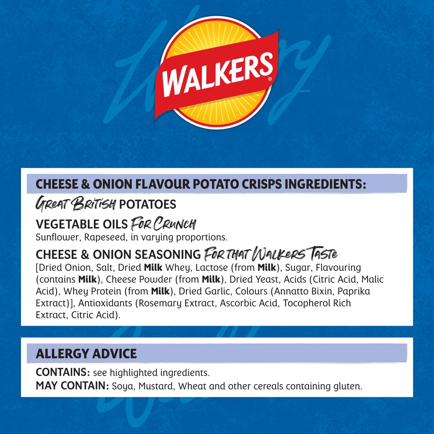 Walkers Cheese & Onion Multipack Crisps 14x25g
