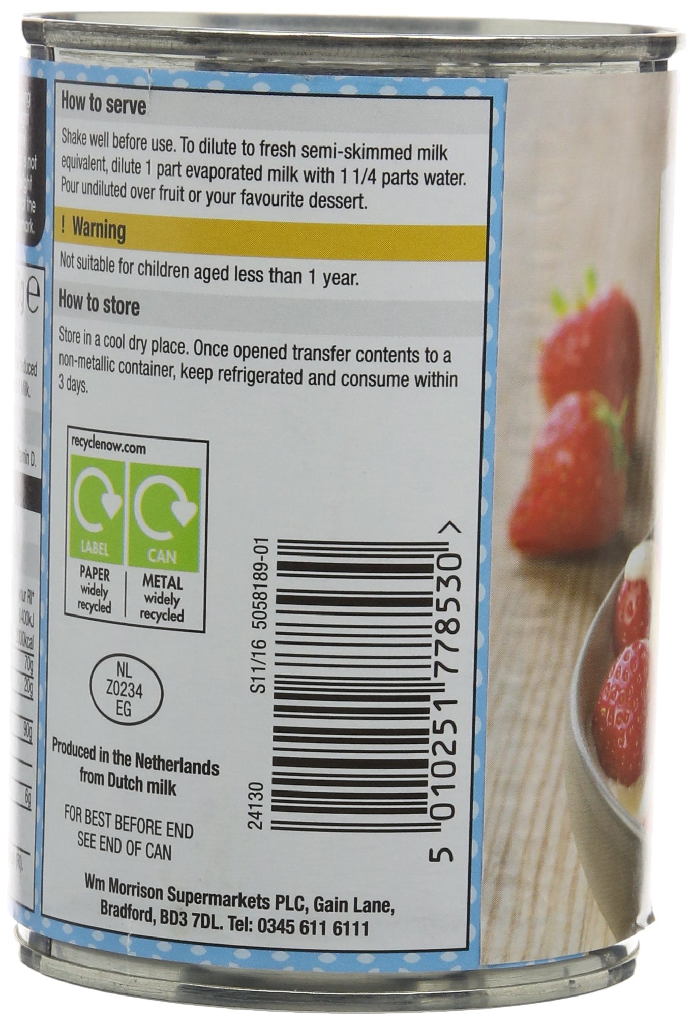 Morrisons Eat Smart Reduced Fat Evaporated Milk, 410g