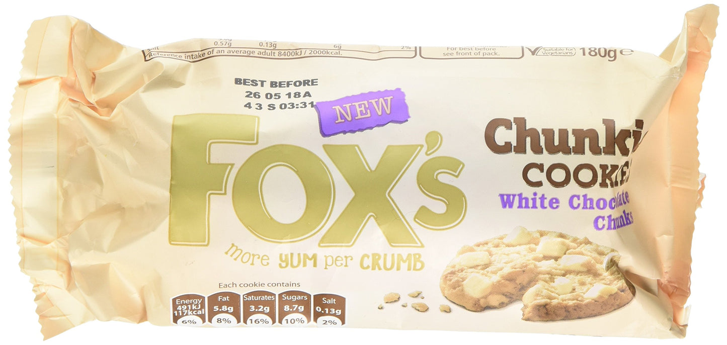 Fox's Biscuits Chunkie Cookies White Chocolate Chunks, 180g