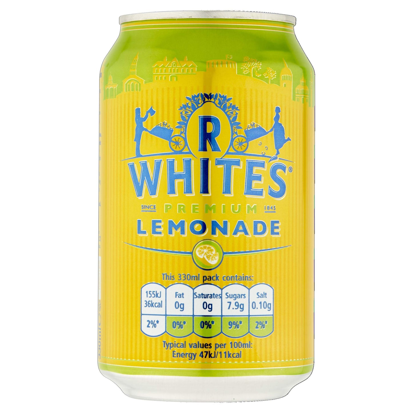 R Whites Premium Lemonade, 24 x 330 ml Cans