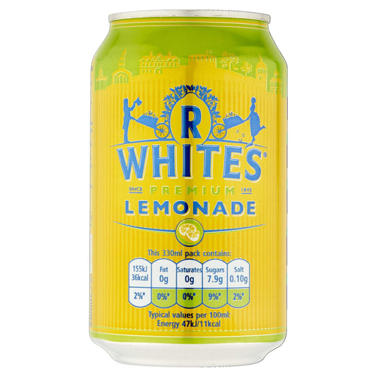 R Whites Premium Lemonade, 24 x 330 ml Cans