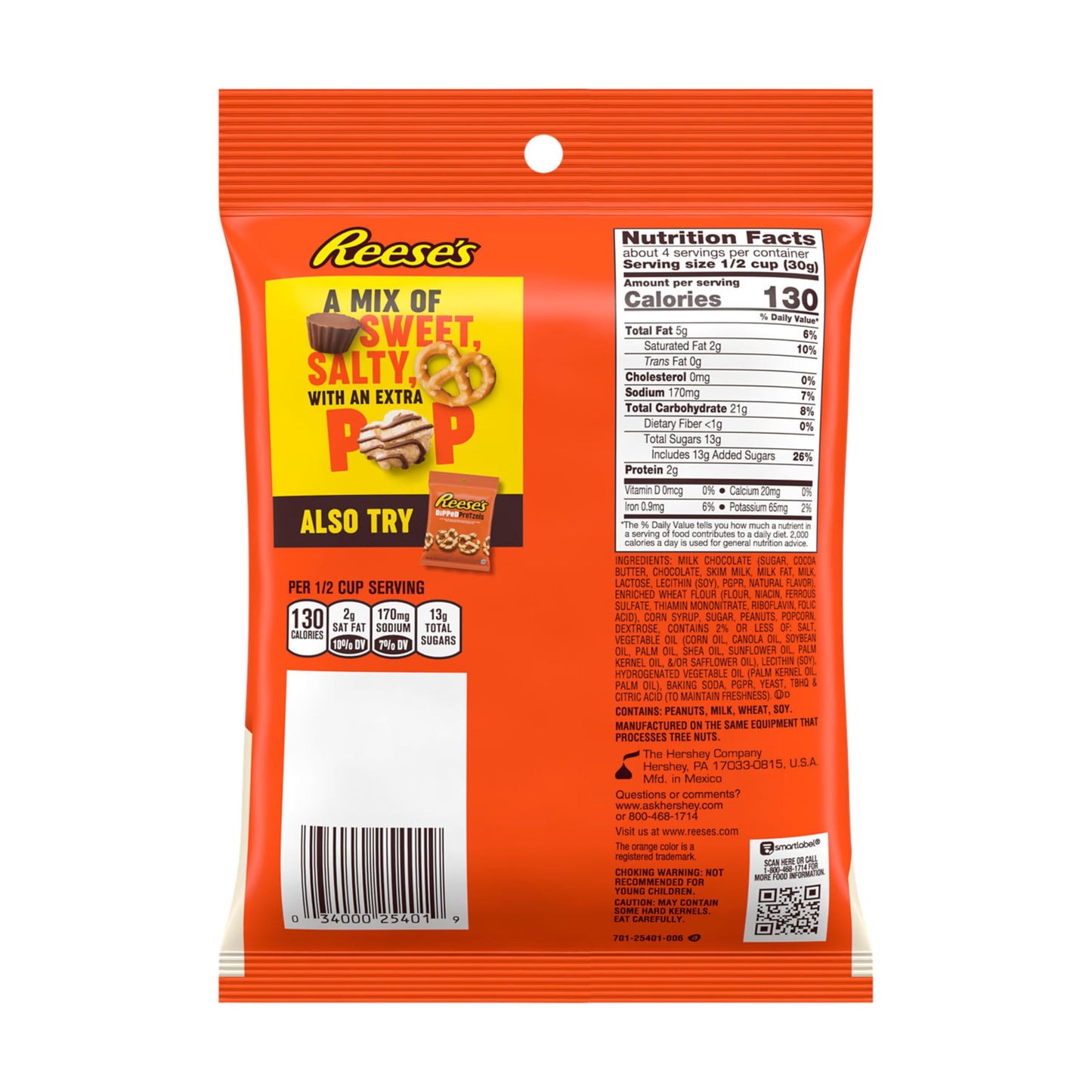 REESE'S, Popped Milk Chocolate Peanut Butter Snack Mix 113g