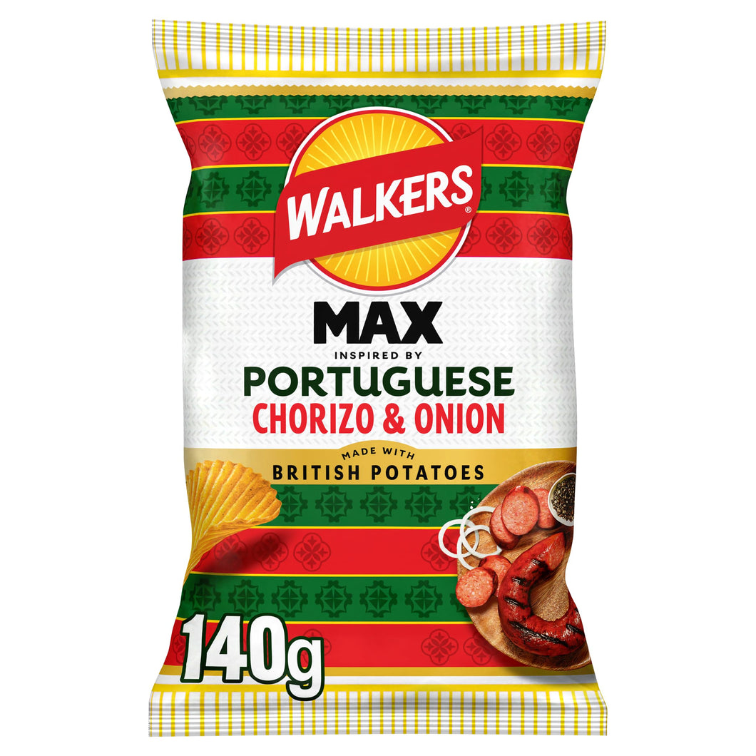 Walkers MAX Portuguese Chorizo & Onion Sharing Crisps 140g