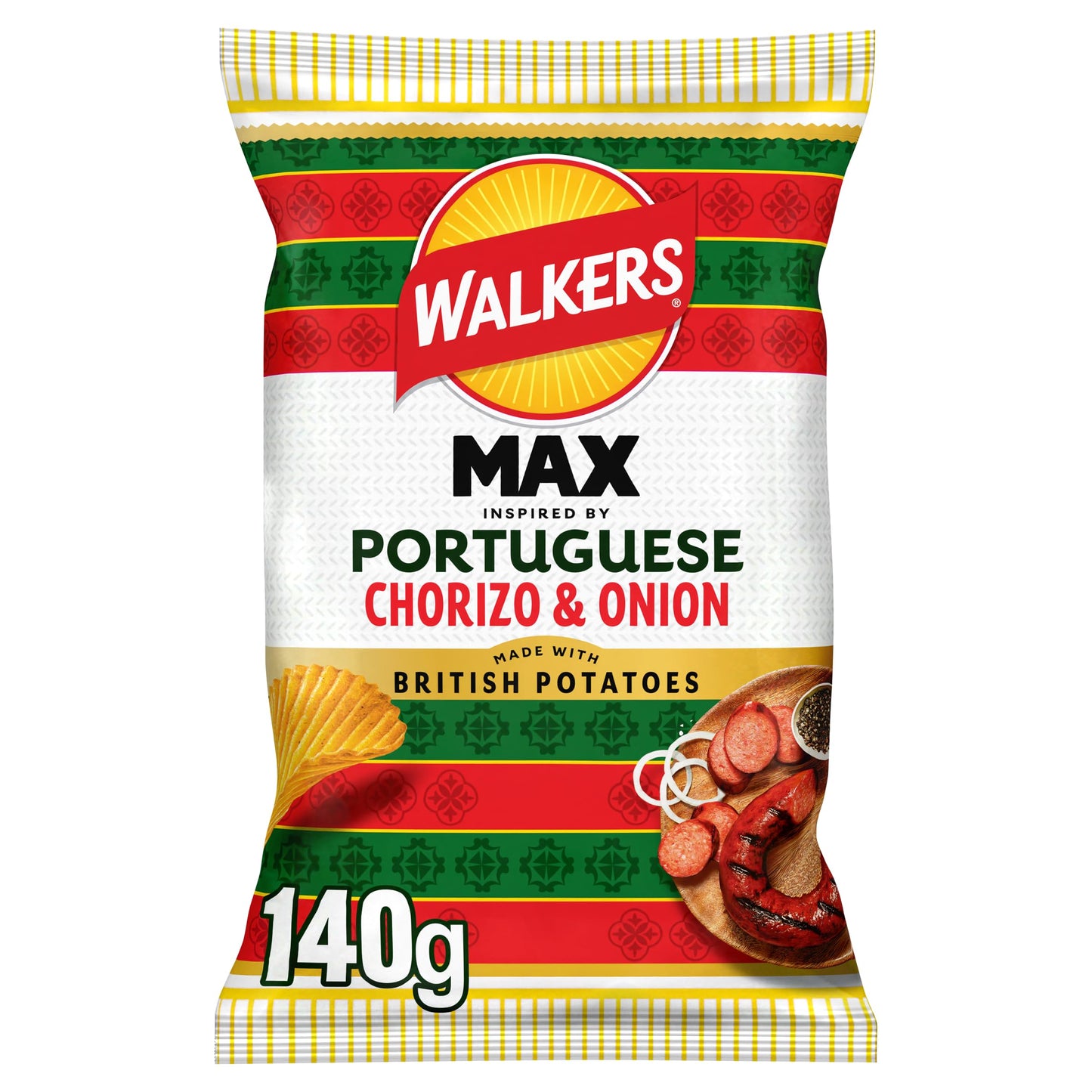 Walkers MAX Portuguese Chorizo & Onion Sharing Crisps 140g