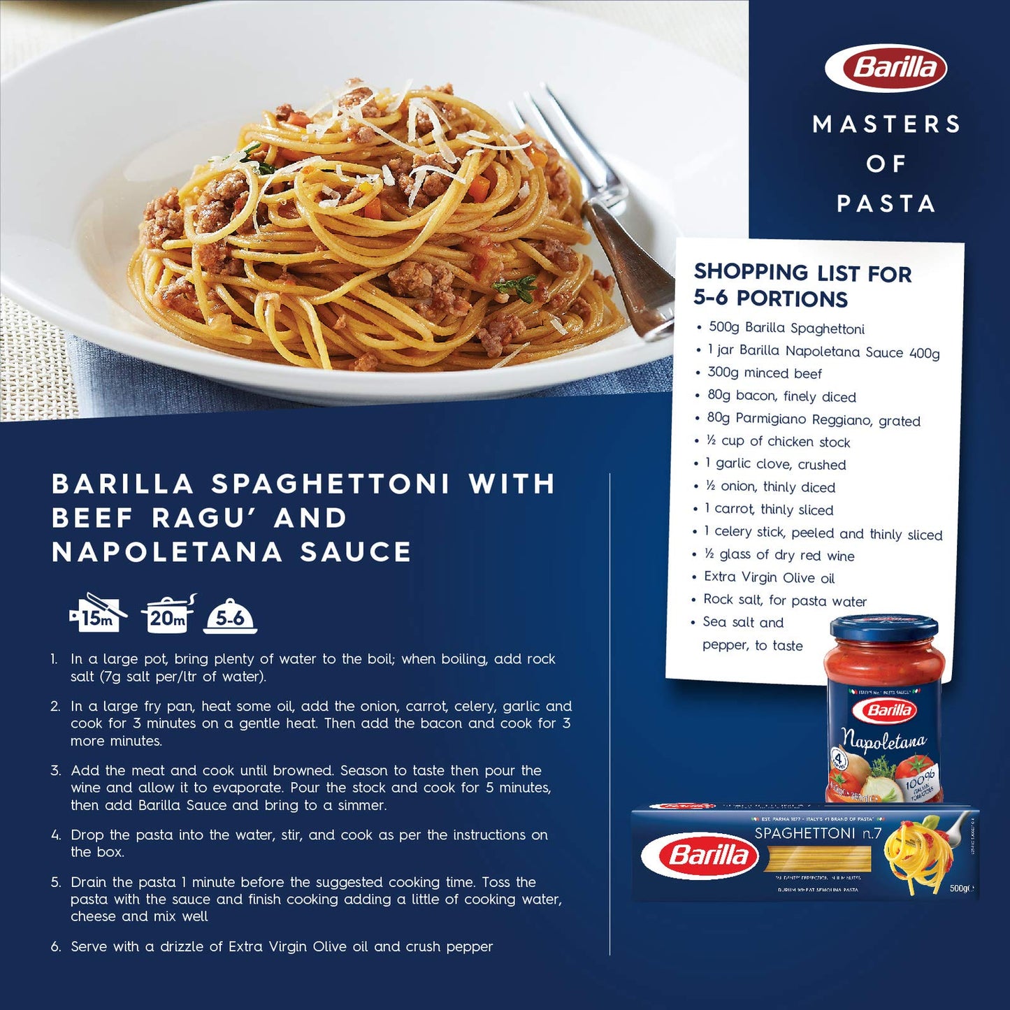 Barilla Spaghettoni Pasta No. 7 500 g - Pack of 5