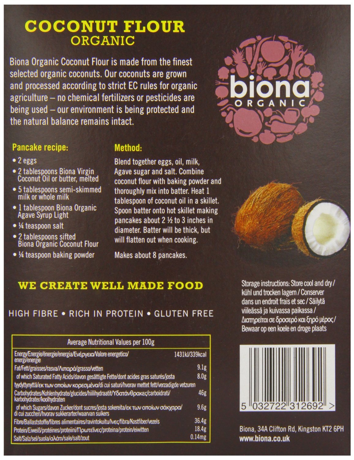 Biona Organic Coconut Flour 500g