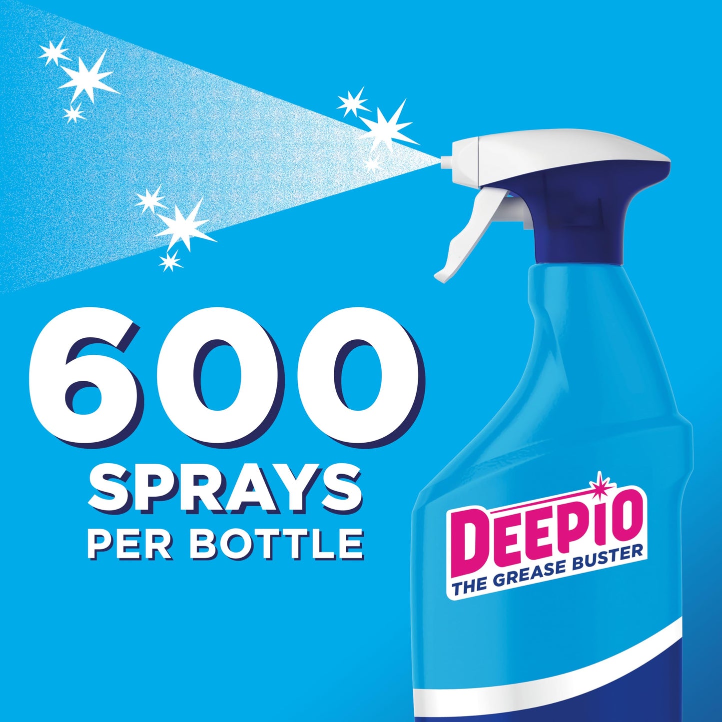 DEEPIO Professional Degreaser Spray 6x800ml, Effortless Grease Cutting, 40 Percent Faster, Food Contact Safe