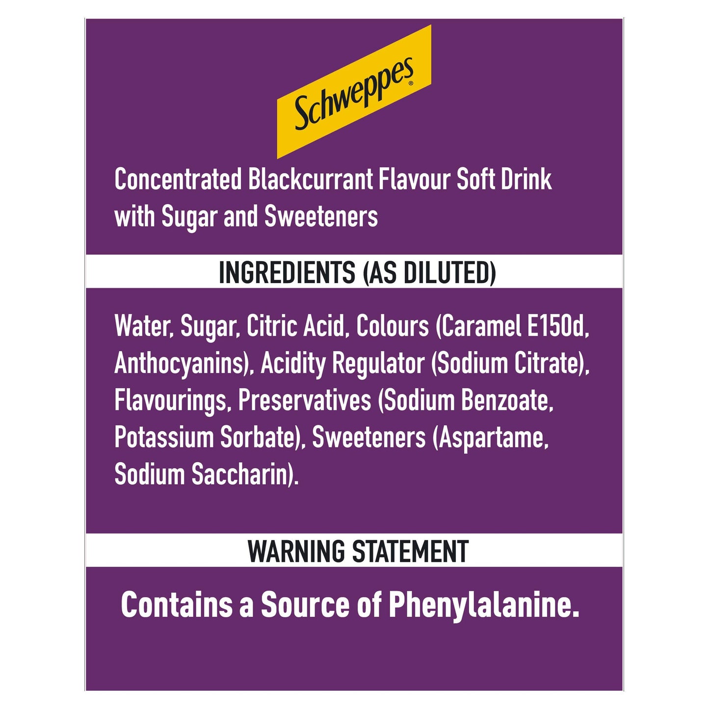 Schweppes Blackcurrant Cordial 1L