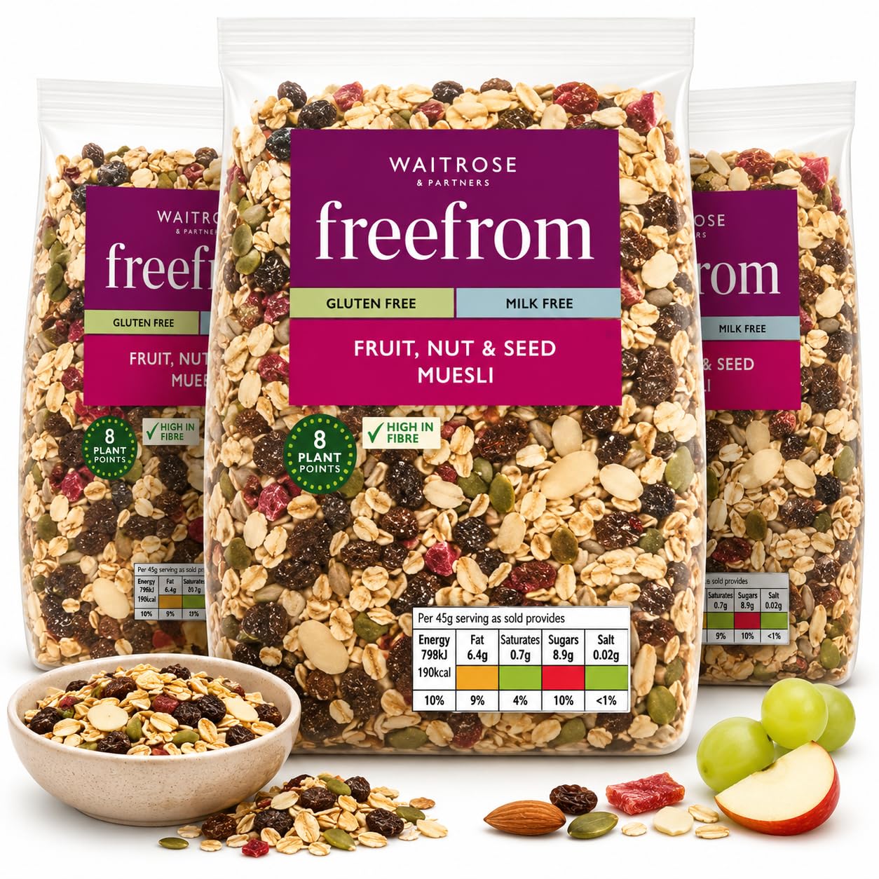 Waitrose Free From Gluten Muesli 500g, Pack of 3